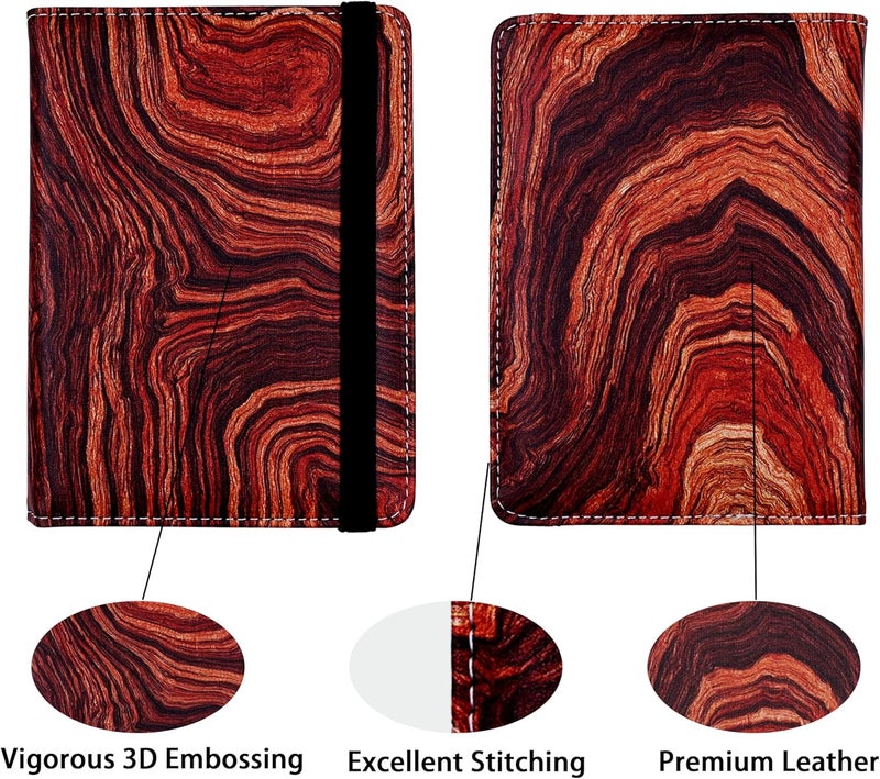 bassyil Passport Holder for Women and Men PU Leather Passport Cover for Travel (Wood Print) - Image 2